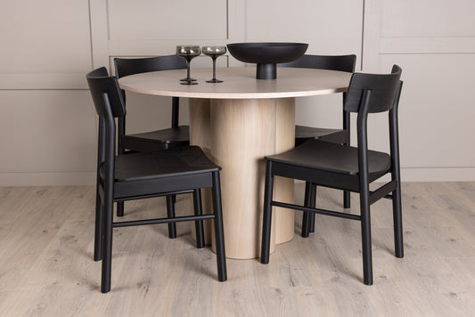 Olivia Matbord med Montros Stolarna – Bord: ⌀110 Stol: 48x82x45,5
