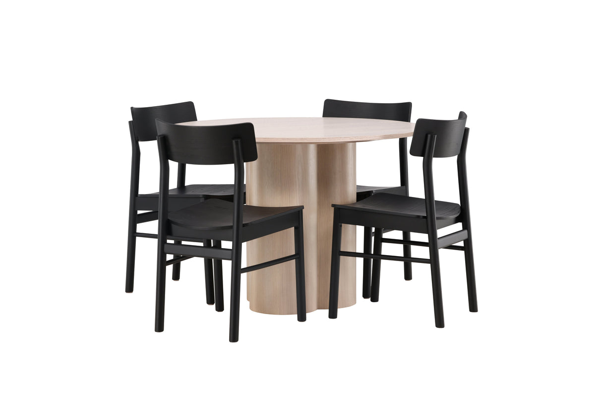 Olivia Matbord med Montros Stolarna – Bord: ⌀110 Stol: 48x82x45,5