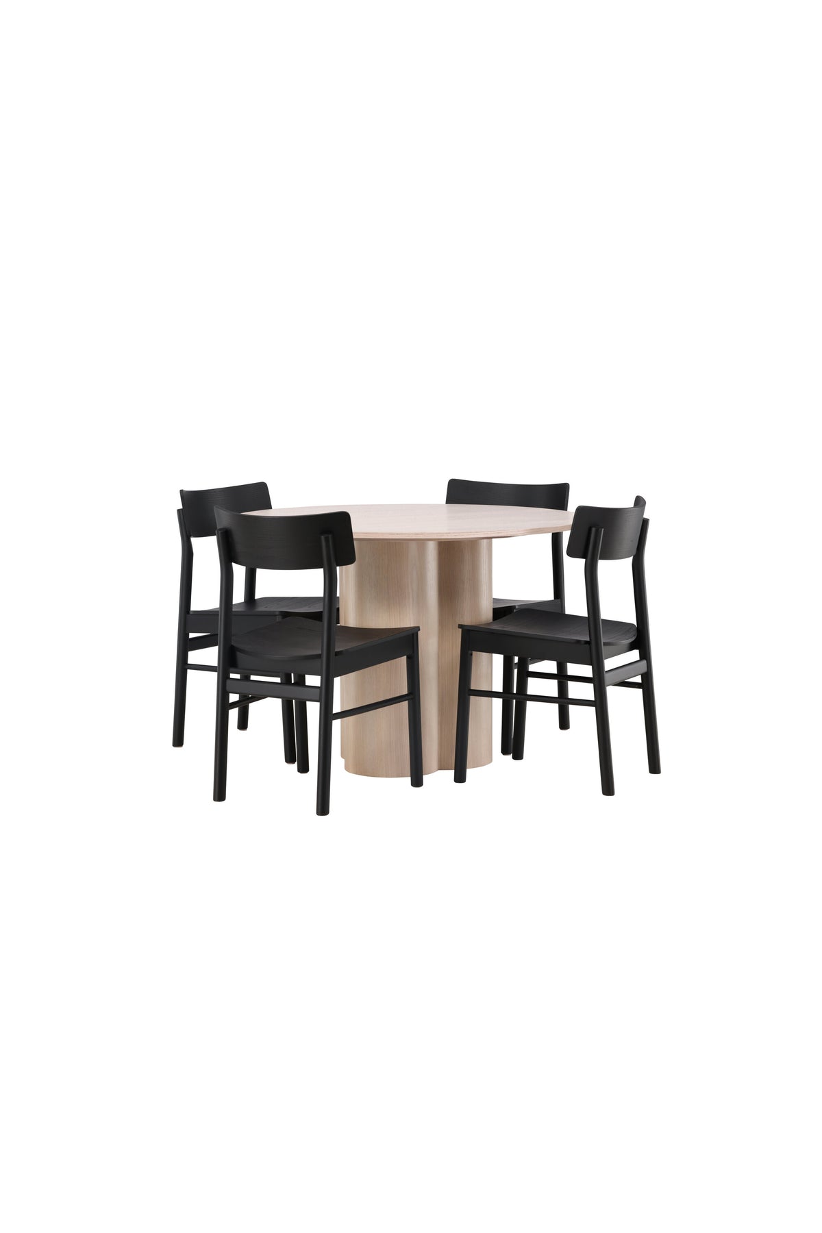 Olivia Matbord med Montros Stolarna – Bord: ⌀110 Stol: 48x82x45,5