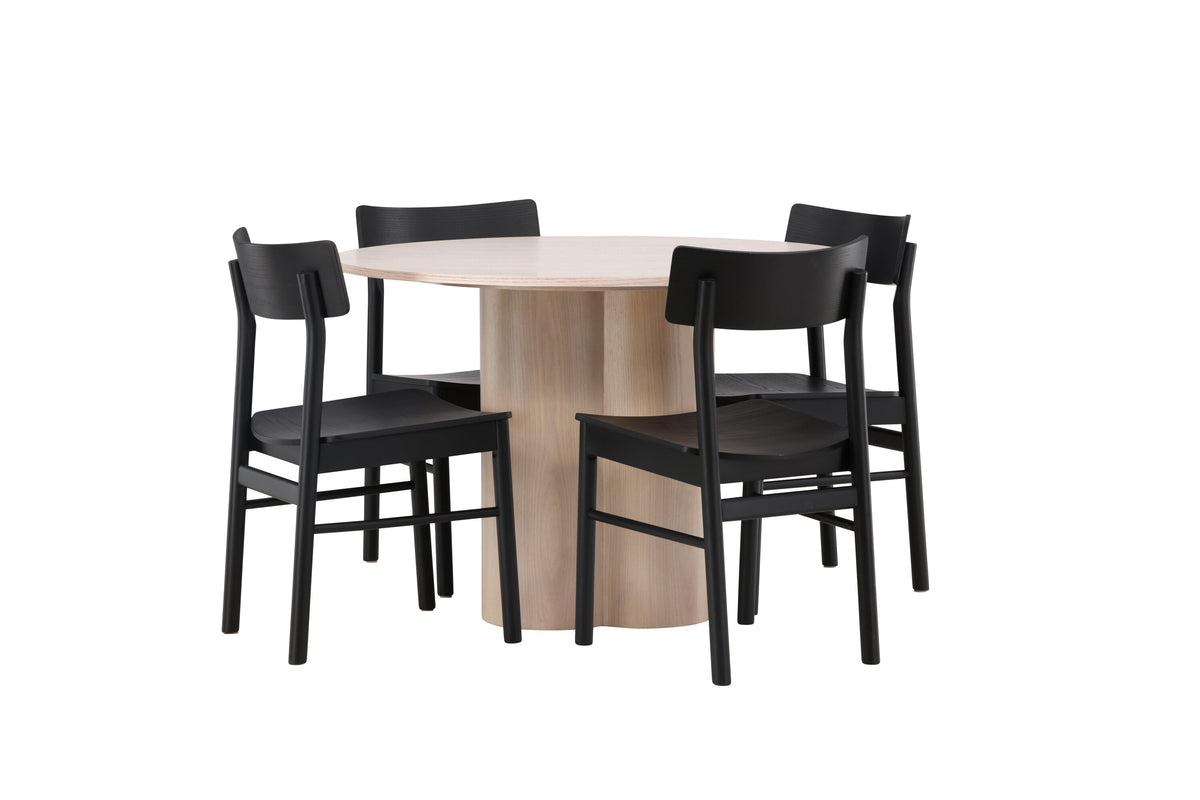 Olivia Matbord med Montros Stolarna – Bord: ⌀110 Stol: 48x82x45,5