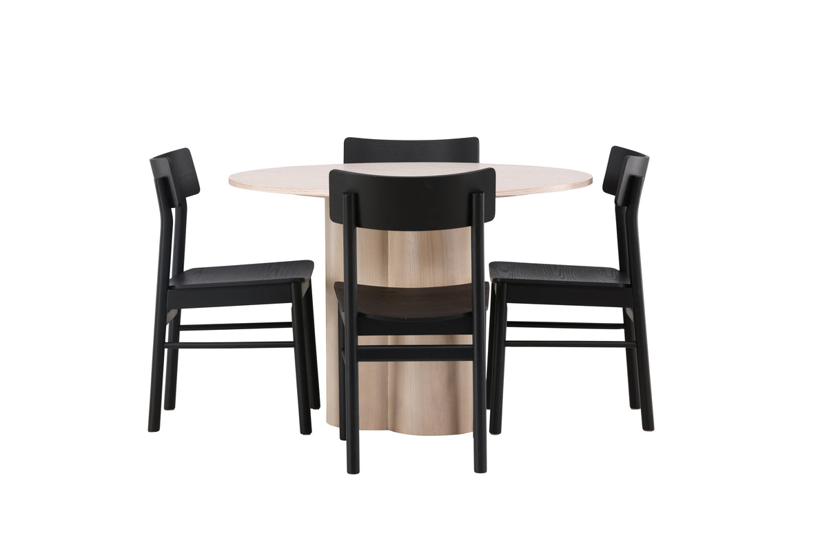 Olivia Matbord med Montros Stolarna – Bord: ⌀110 Stol: 48x82x45,5