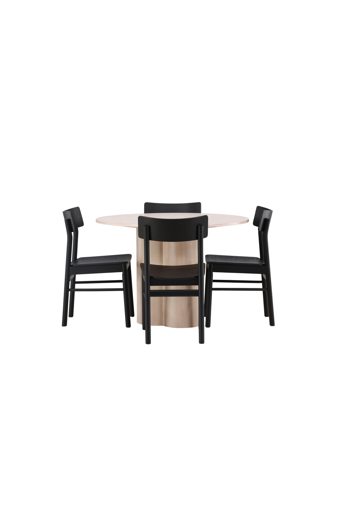 Olivia Matbord med Montros Stolarna – Bord: ⌀110 Stol: 48x82x45,5