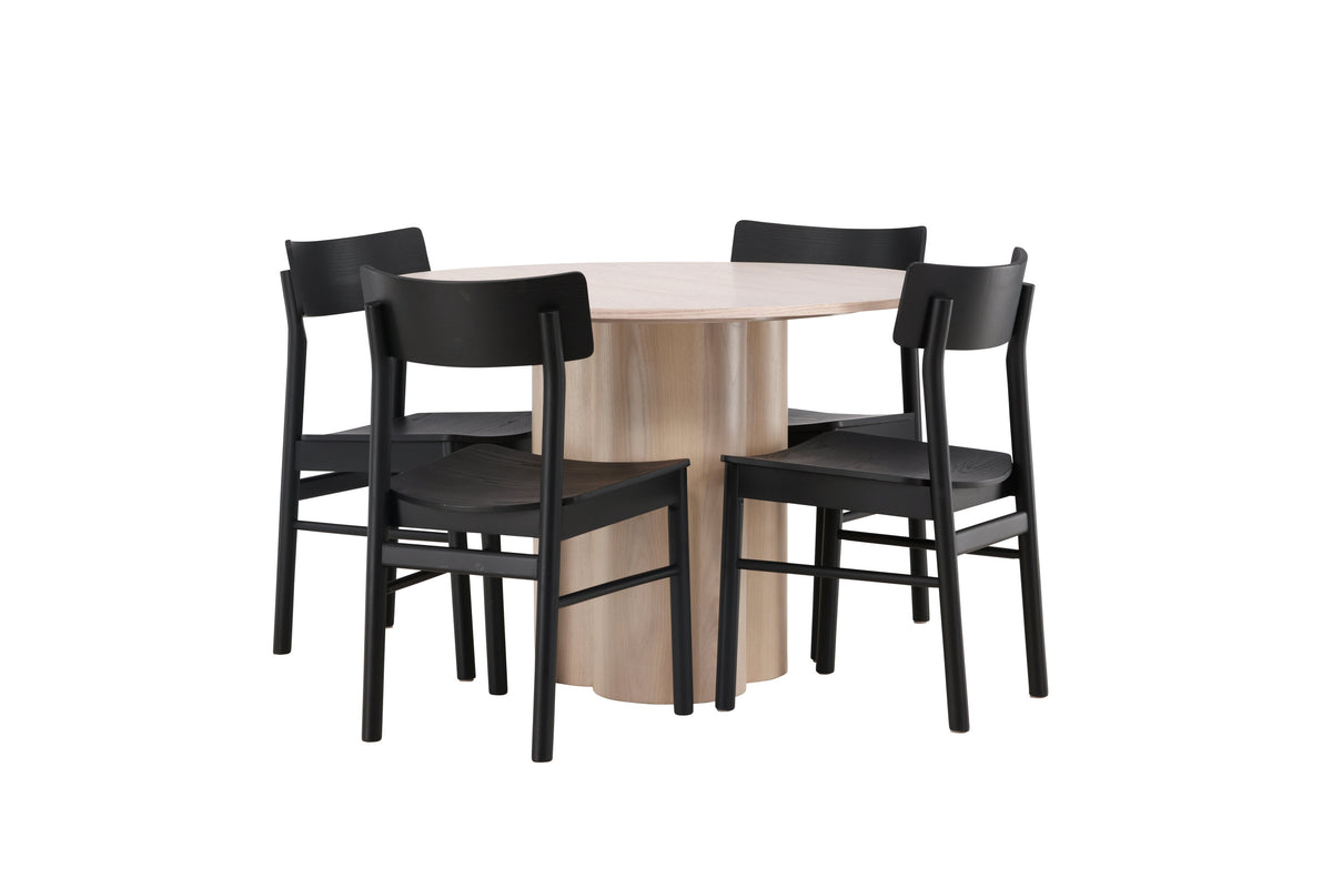 Olivia Matbord med Montros Stolarna – Bord: ⌀110 Stol: 48x82x45,5