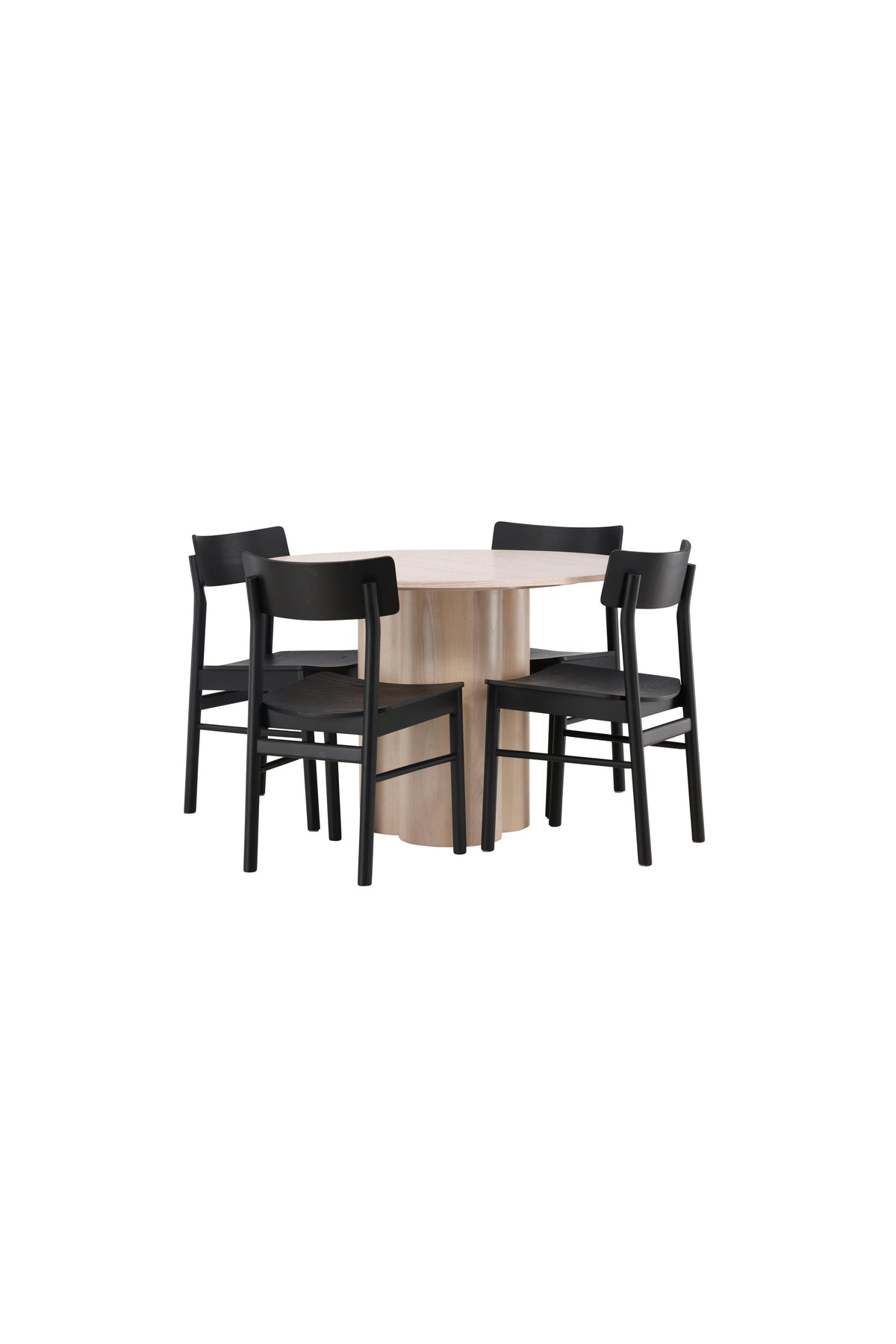 Olivia Matbord med Montros Stolarna – Bord: ⌀110 Stol: 48x82x45,5