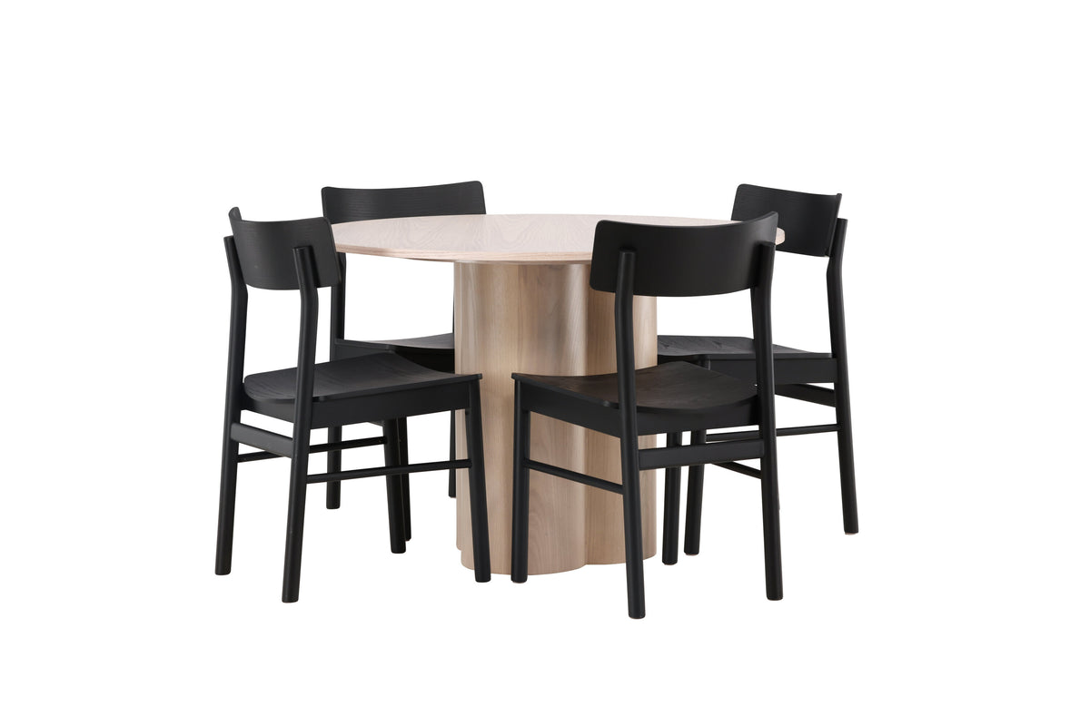 Olivia Matbord med Montros Stolarna – Bord: ⌀110 Stol: 48x82x45,5