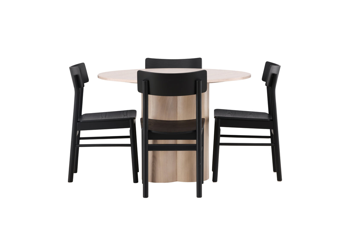 Olivia Matbord med Montros Stolarna – Bord: ⌀110 Stol: 48x82x45,5