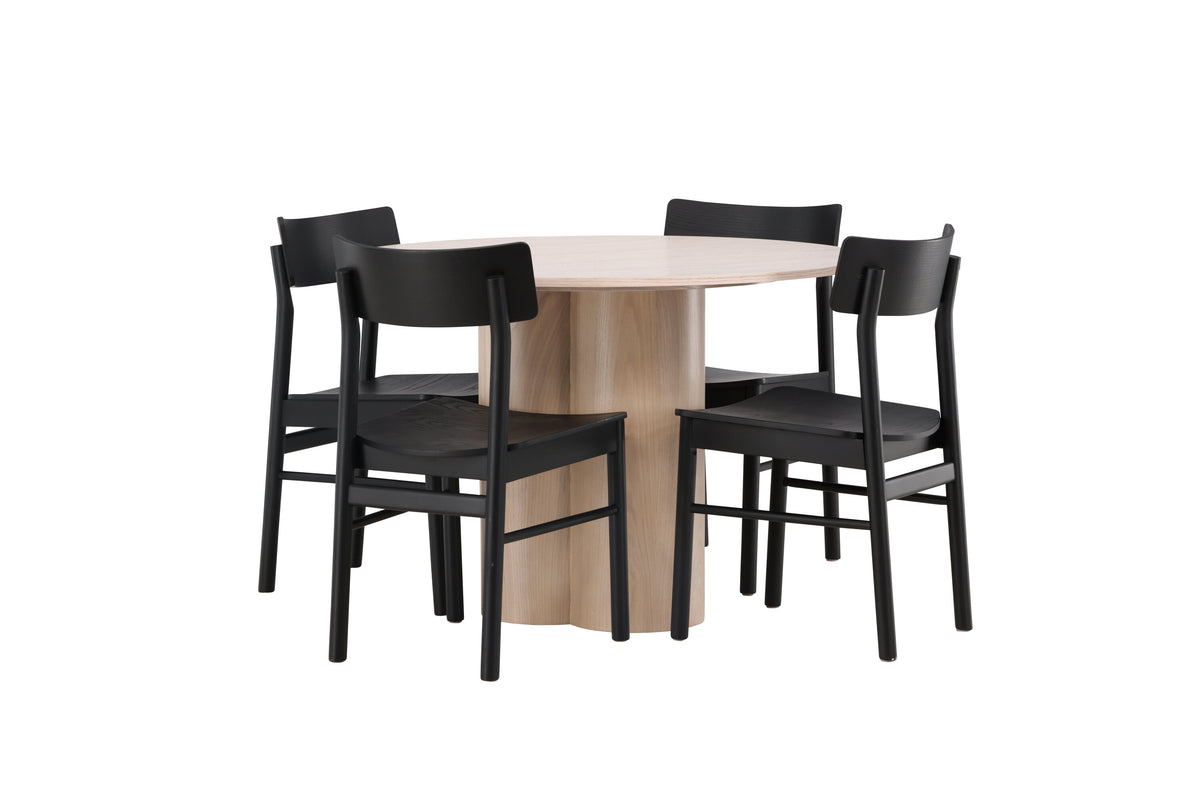 Olivia Matbord med Montros Stolarna – Bord: ⌀110 Stol: 48x82x45,5