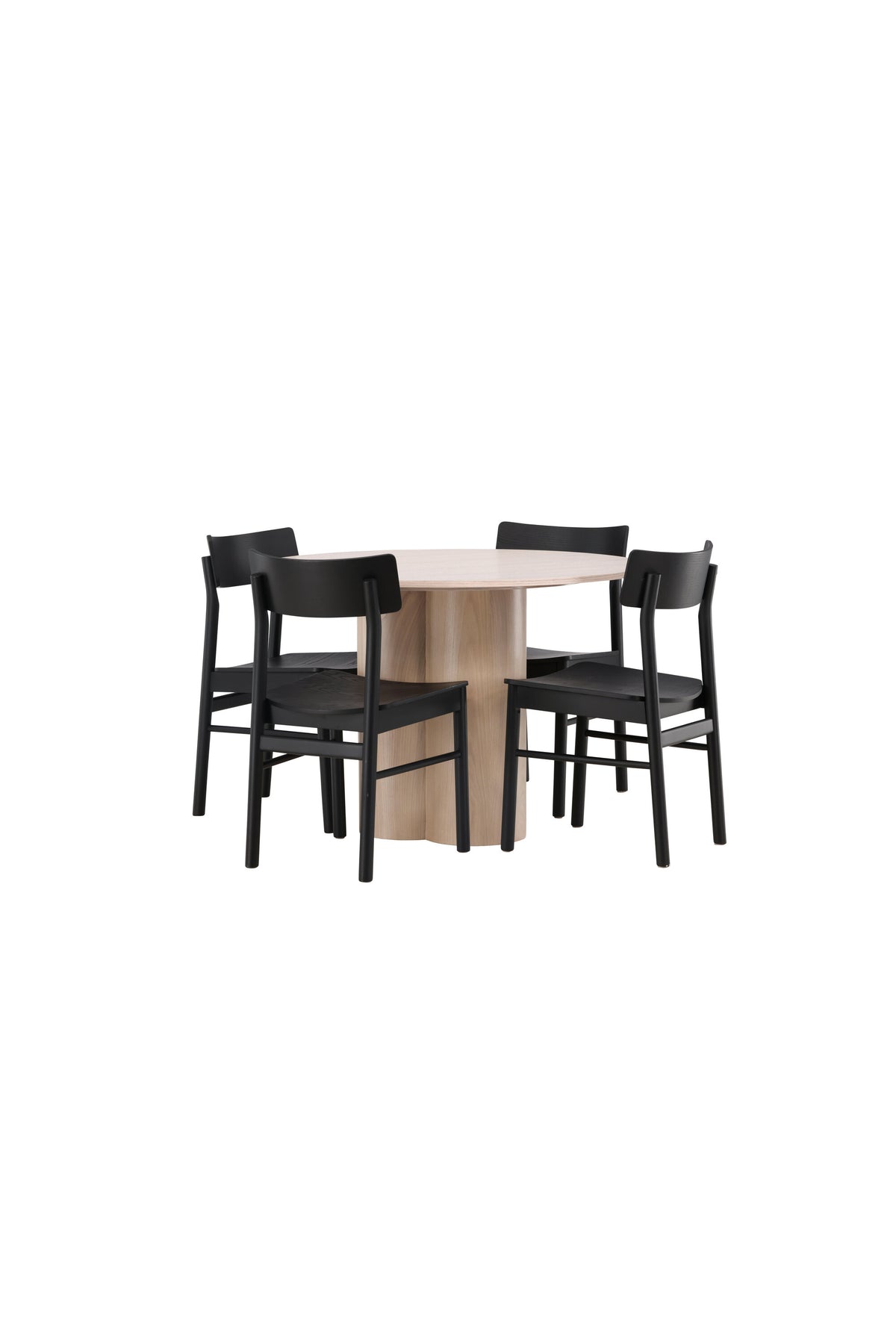 Olivia Matbord med Montros Stolarna – Bord: ⌀110 Stol: 48x82x45,5