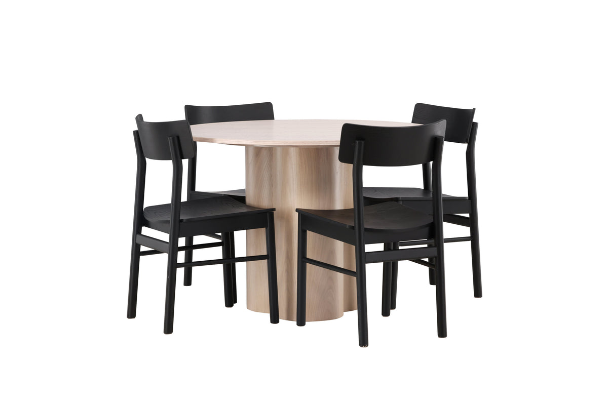 Olivia Matbord med Montros Stolarna – Bord: ⌀110 Stol: 48x82x45,5