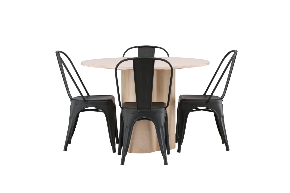 Olivia Matbord med Tempe Stolarna – Bord: ⌀110 Stol: 53x85x45