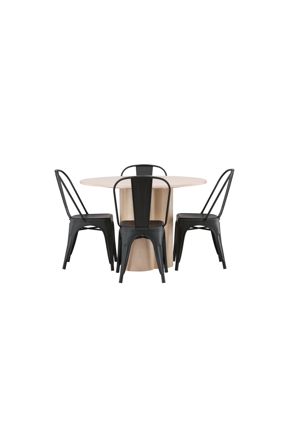 Olivia Matbord med Tempe Stolarna – Bord: ⌀110 Stol: 53x85x45