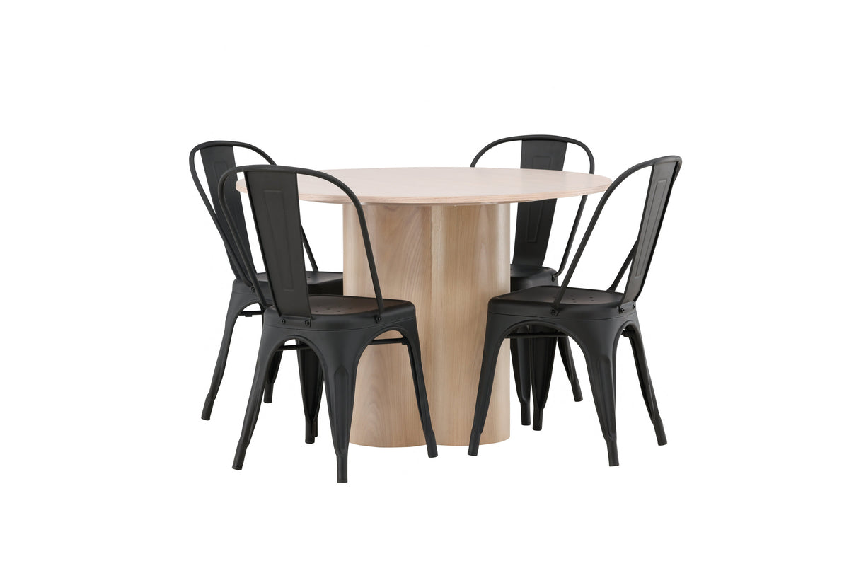 Olivia Matbord med Tempe Stolarna – Bord: ⌀110 Stol: 53x85x45