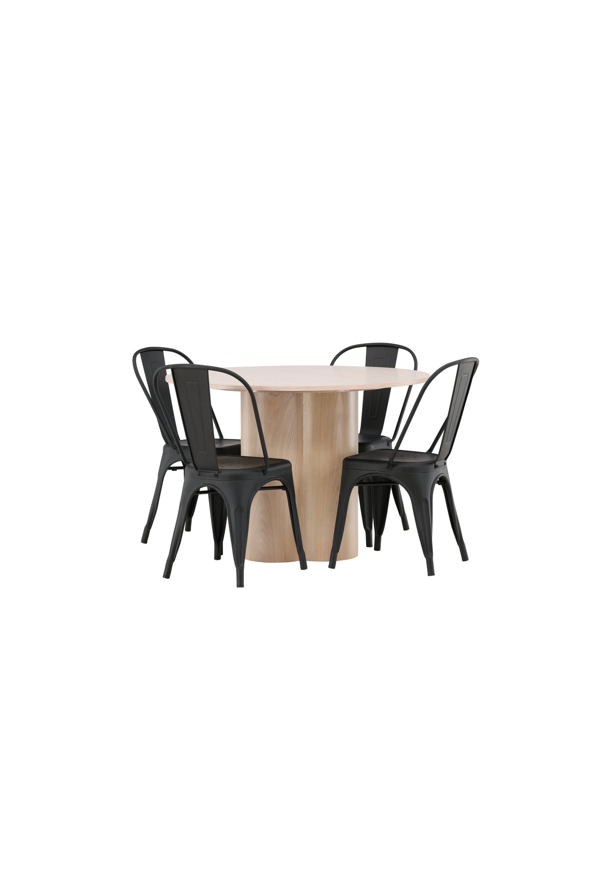 Olivia Matbord med Tempe Stolarna – Bord: ⌀110 Stol: 53x85x45