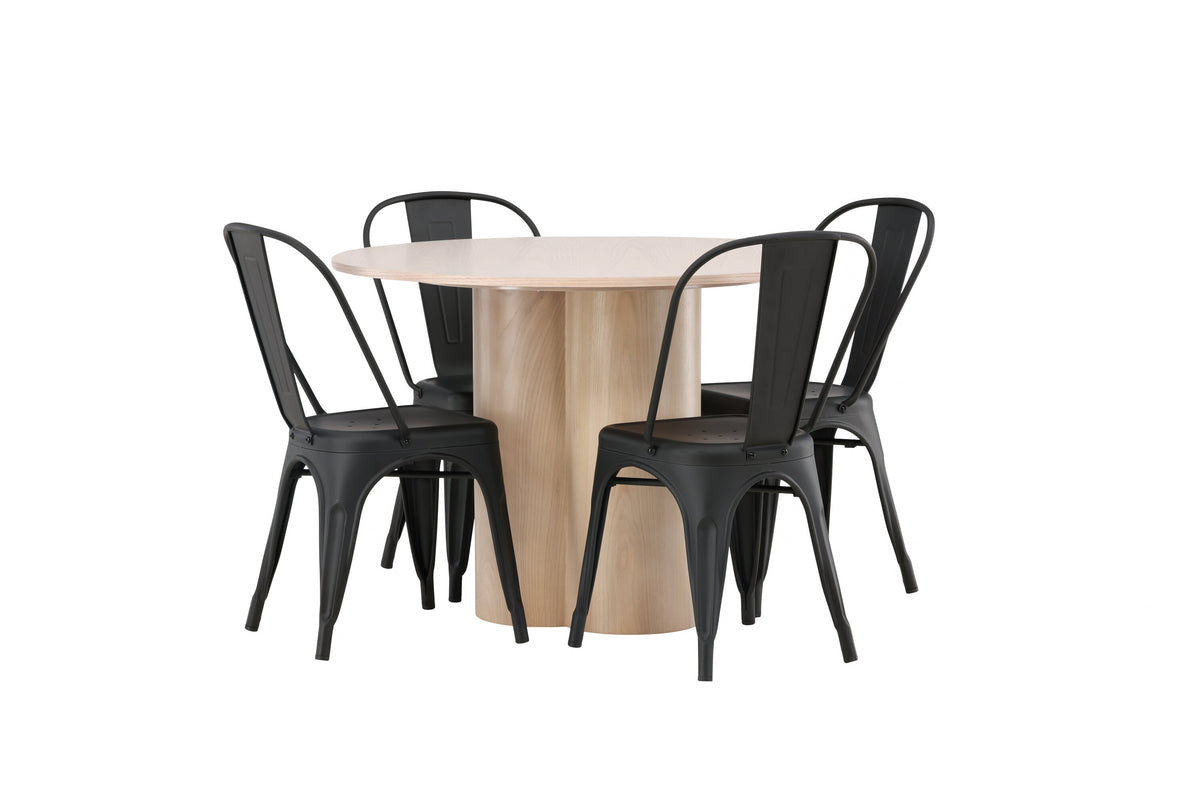 Olivia Matbord med Tempe Stolarna – Bord: ⌀110 Stol: 53x85x45