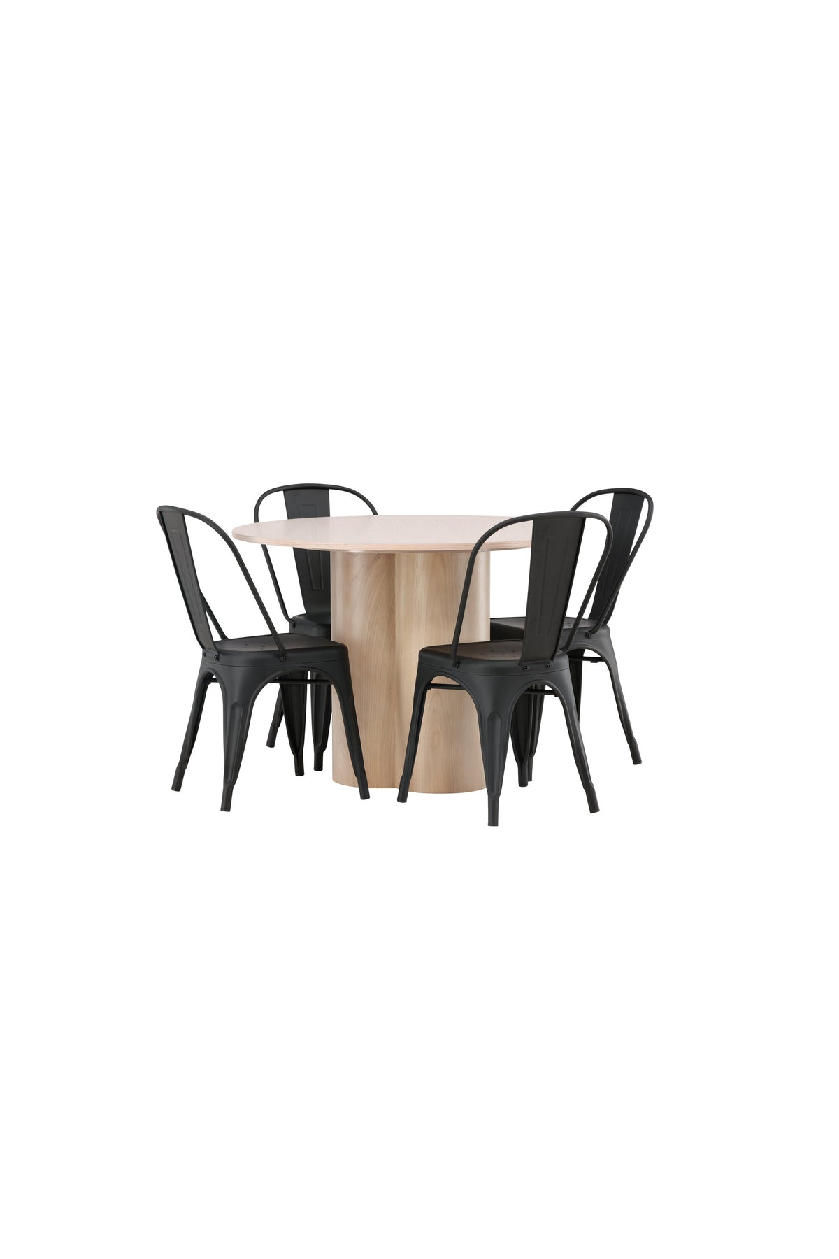 Olivia Matbord med Tempe Stolarna – Bord: ⌀110 Stol: 53x85x45