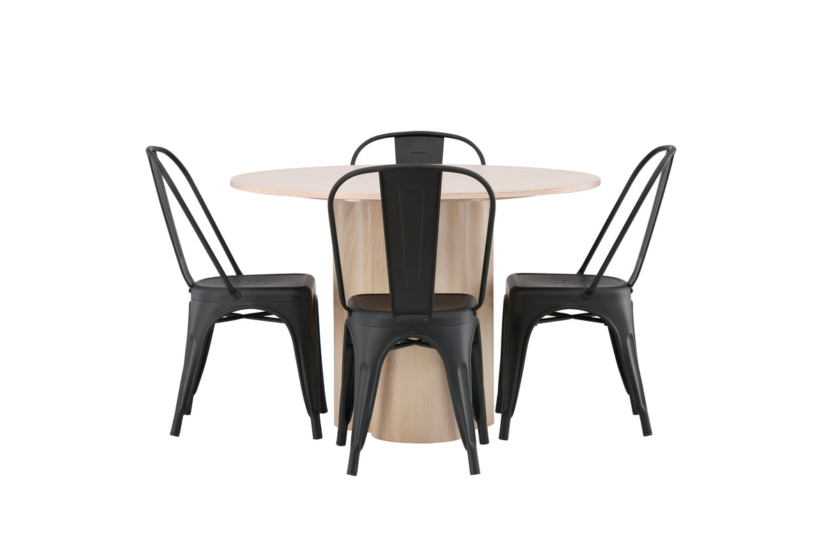 Olivia Matbord med Tempe Stolarna – Bord: ⌀110 Stol: 53x85x45