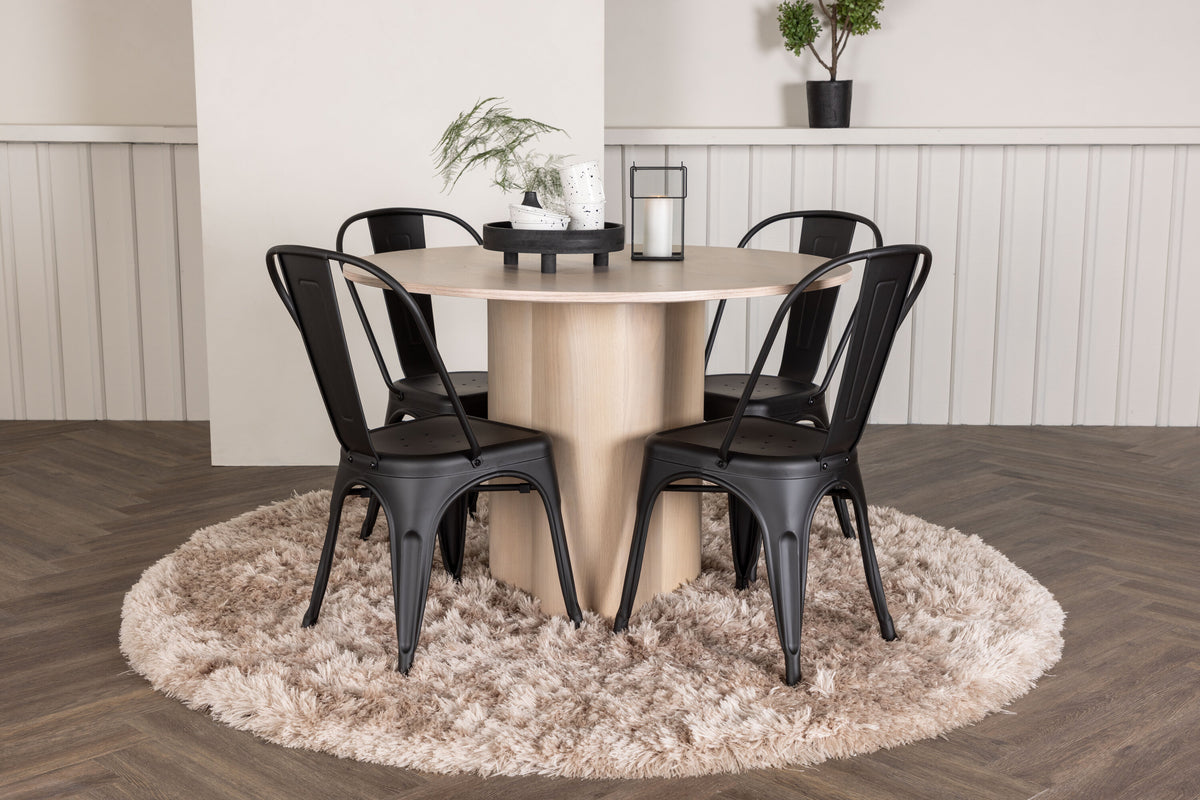 Olivia Matbord med Tempe Stolarna – Bord: ⌀110 Stol: 53x85x45