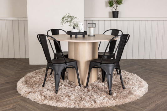 Olivia Matbord med Tempe Stolarna – Bord: ⌀110 Stol: 53x85x45