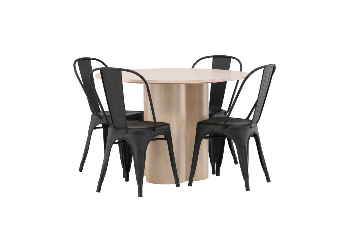 Olivia Matbord med Tempe Stolarna – Bord: ⌀110 Stol: 53x85x45