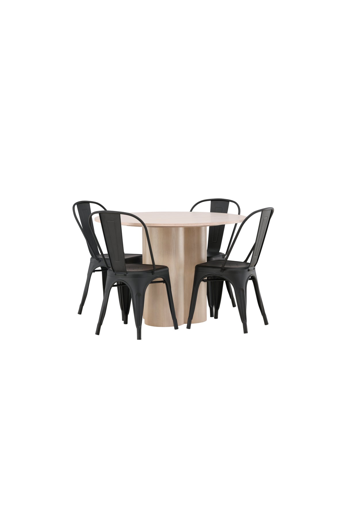 Olivia Matbord med Tempe Stolarna – Bord: ⌀110 Stol: 53x85x45