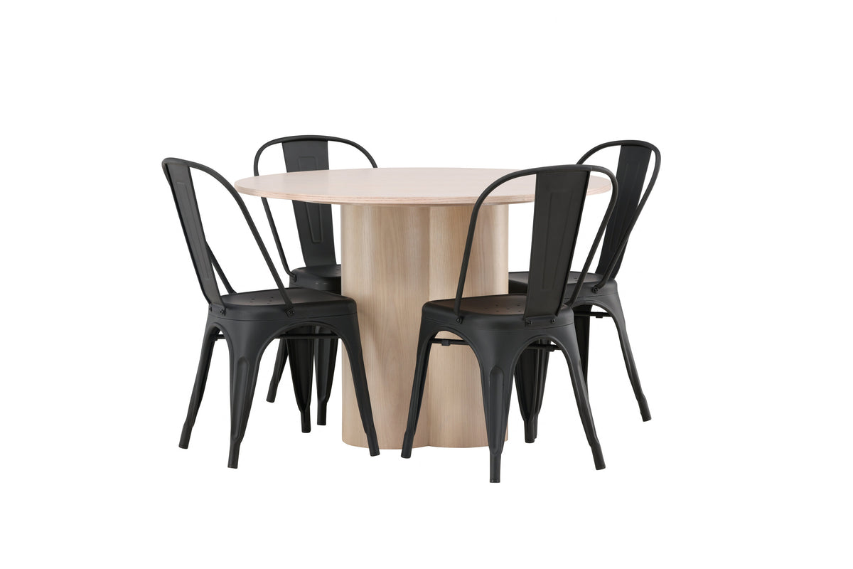 Olivia Matbord med Tempe Stolarna – Bord: ⌀110 Stol: 53x85x45