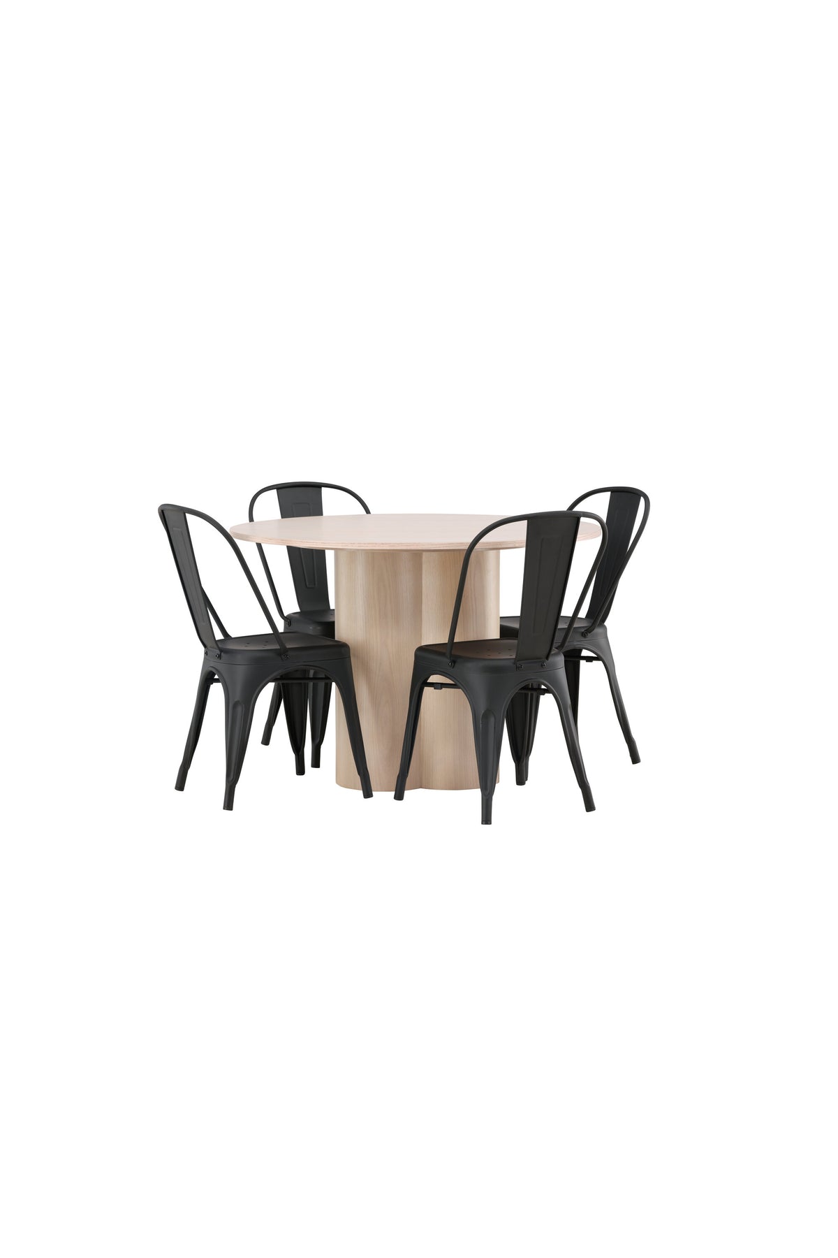 Olivia Matbord med Tempe Stolarna – Bord: ⌀110 Stol: 53x85x45