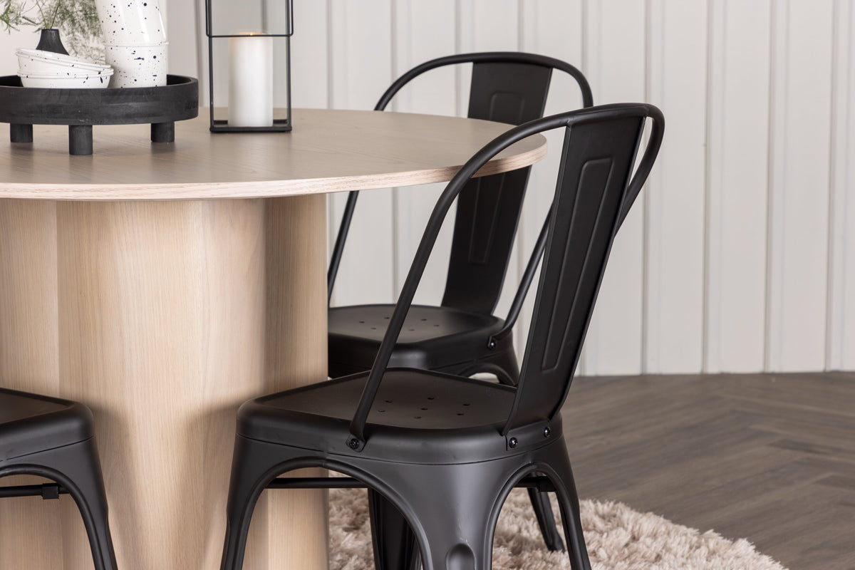Olivia Matbord med Tempe Stolarna – Bord: ⌀110 Stol: 53x85x45