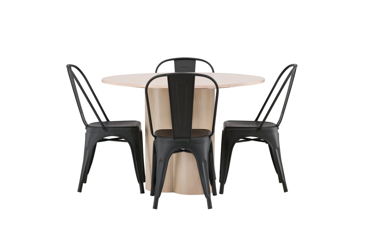 Olivia Matbord med Tempe Stolarna – Bord: ⌀110 Stol: 53x85x45