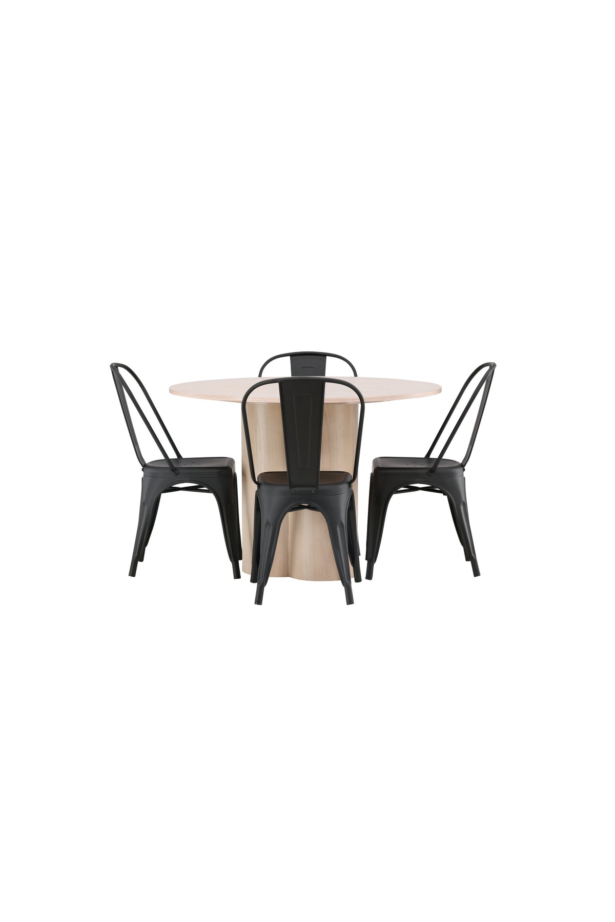 Olivia Matbord med Tempe Stolarna – Bord: ⌀110 Stol: 53x85x45