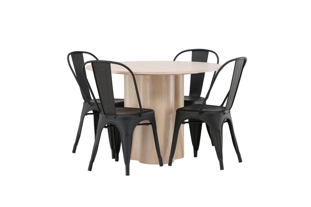 Olivia Matbord med Tempe Stolarna – Bord: ⌀110 Stol: 53x85x45
