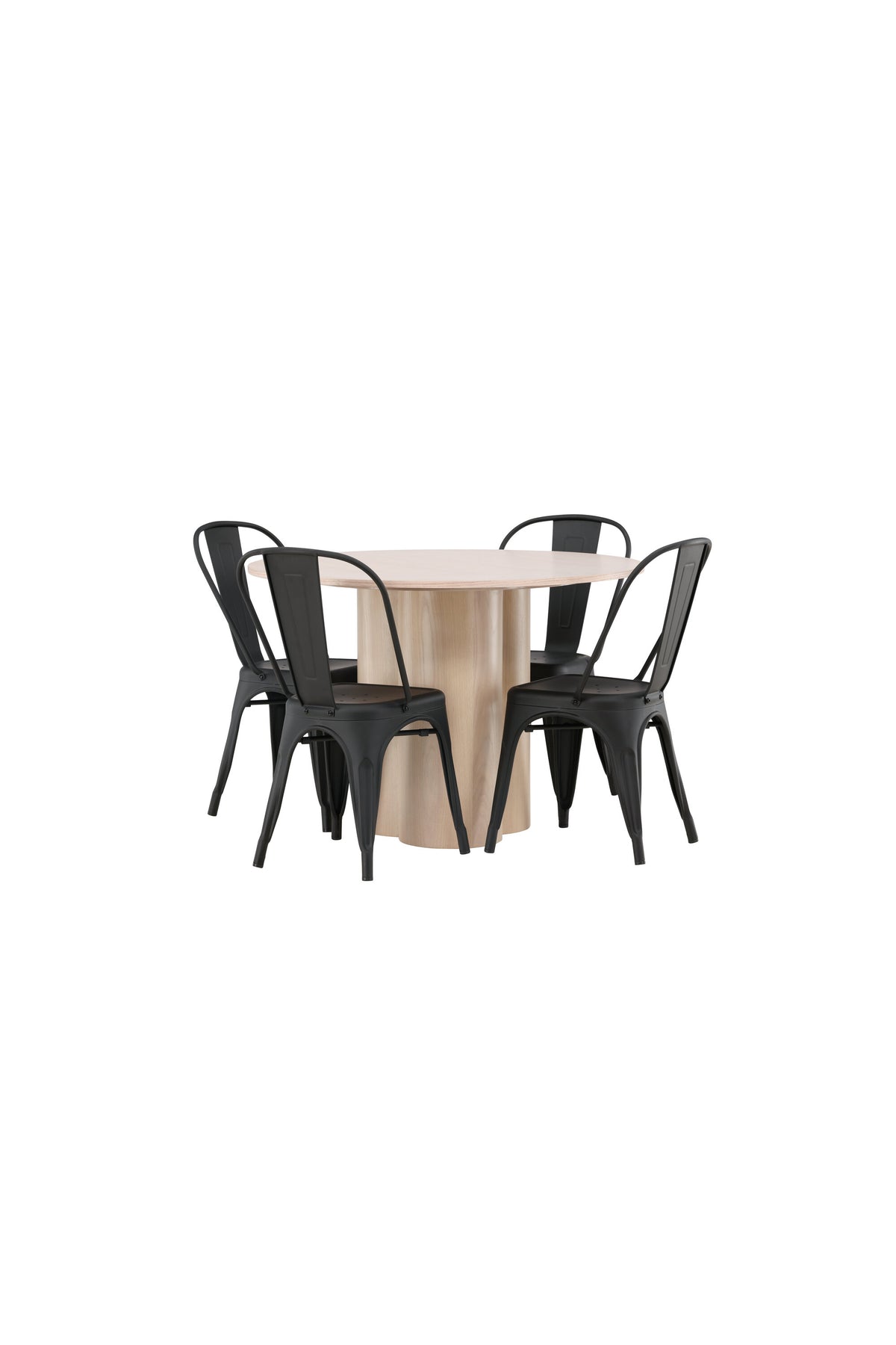 Olivia Matbord med Tempe Stolarna – Bord: ⌀110 Stol: 53x85x45