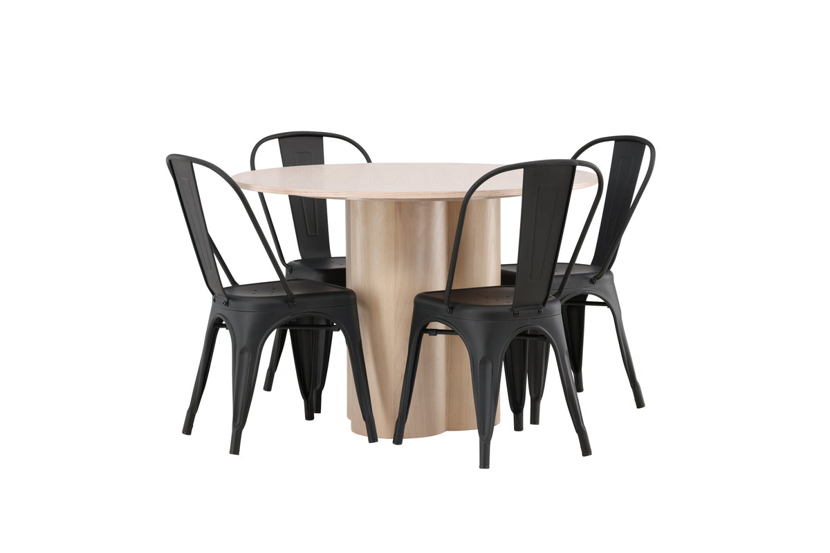 Olivia Matbord med Tempe Stolarna – Bord: ⌀110 Stol: 53x85x45