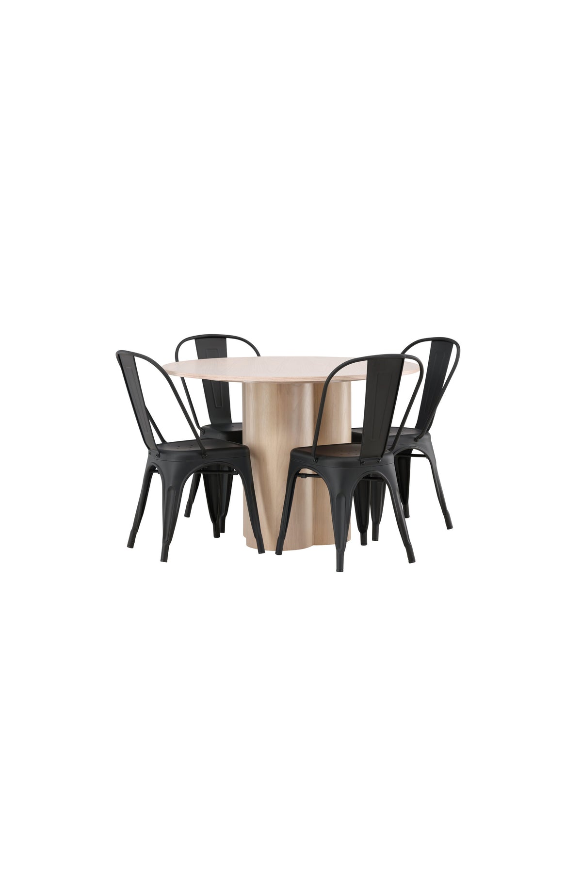 Olivia Matbord med Tempe Stolarna – Bord: ⌀110 Stol: 53x85x45