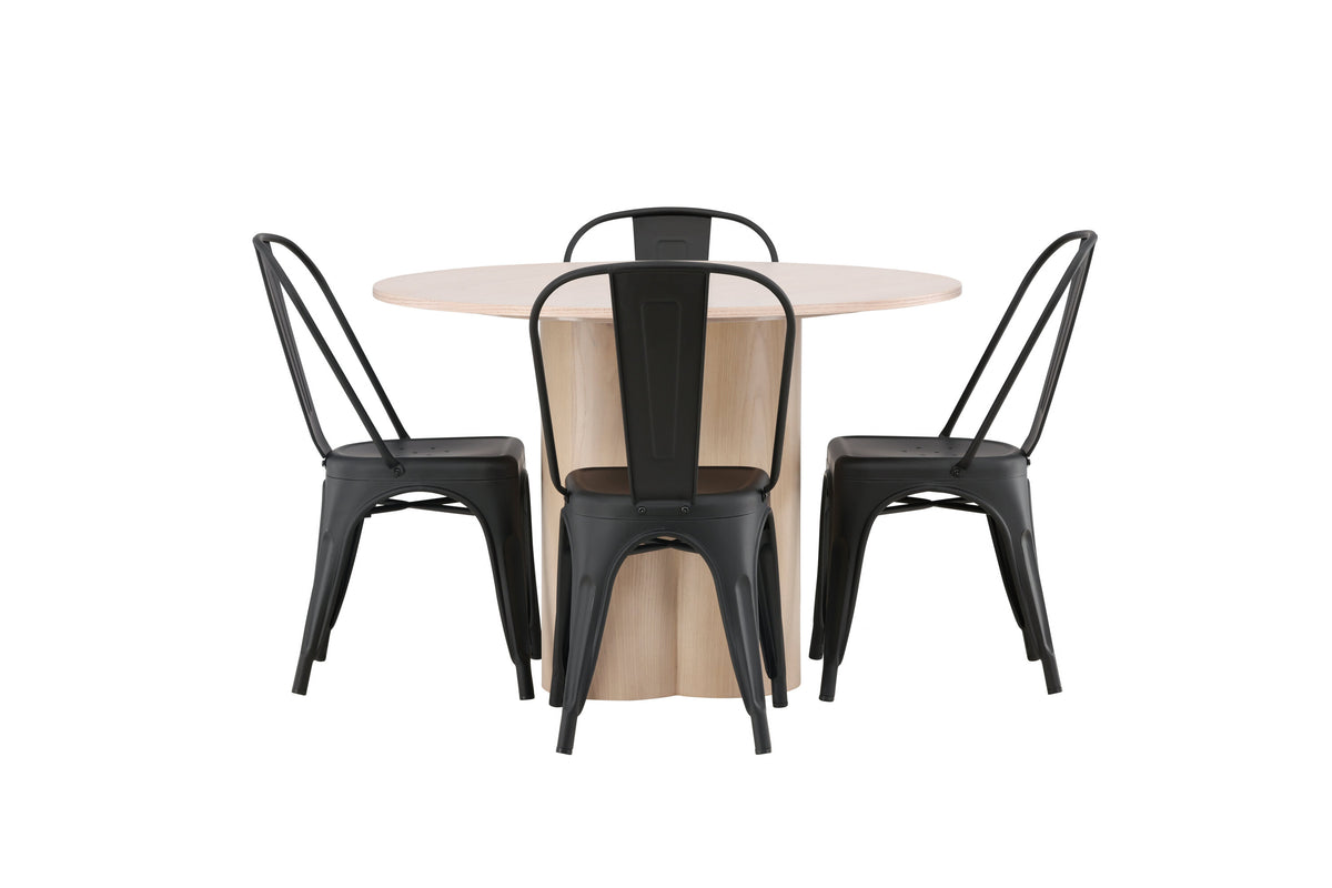 Olivia Matbord med Tempe Stolarna – Bord: ⌀110 Stol: 53x85x45