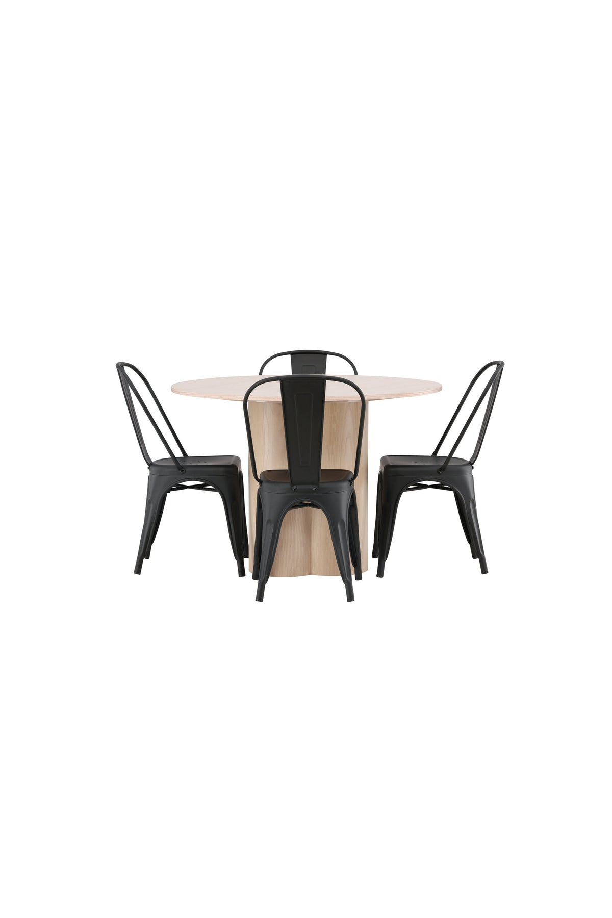 Olivia Matbord med Tempe Stolarna – Bord: ⌀110 Stol: 53x85x45
