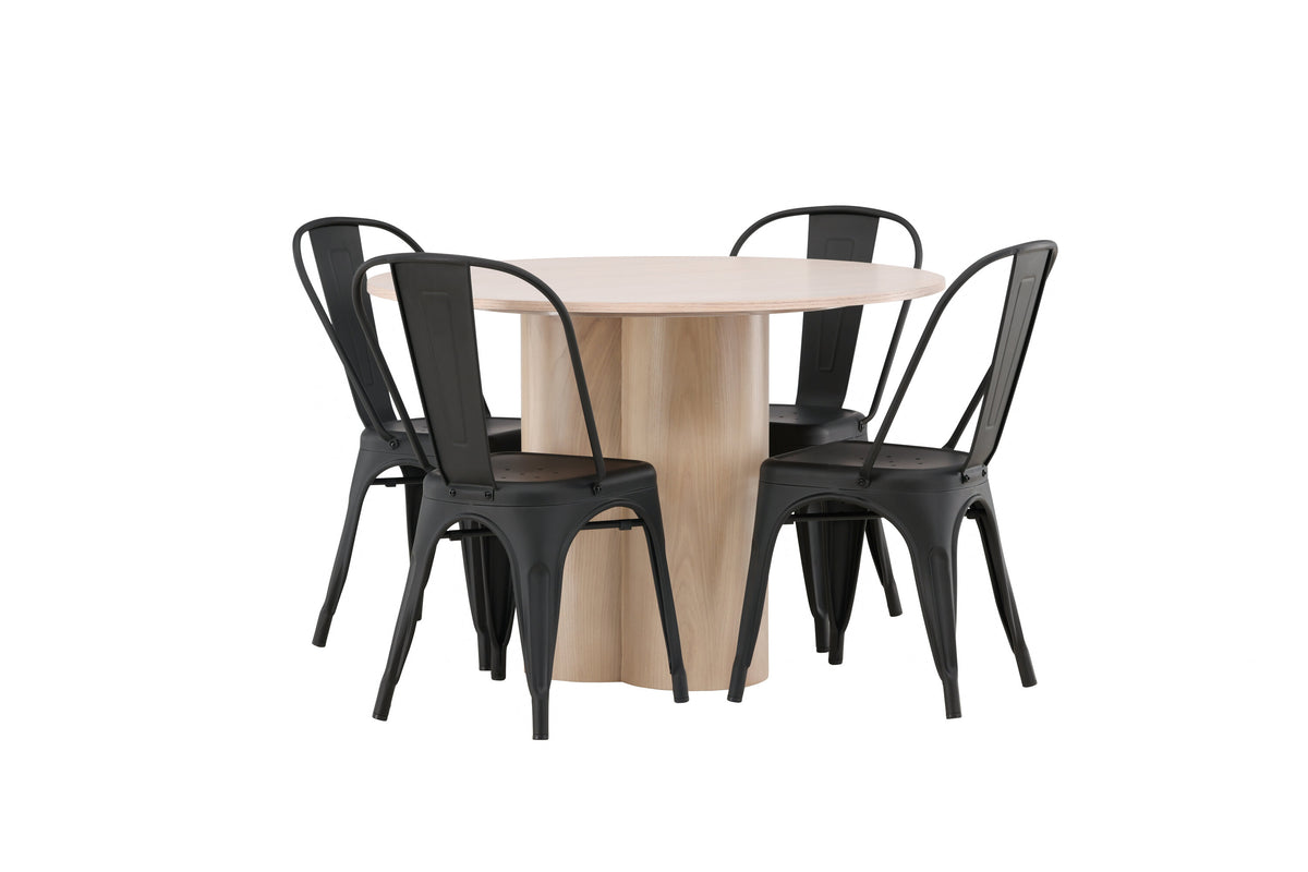 Olivia Matbord med Tempe Stolarna – Bord: ⌀110 Stol: 53x85x45