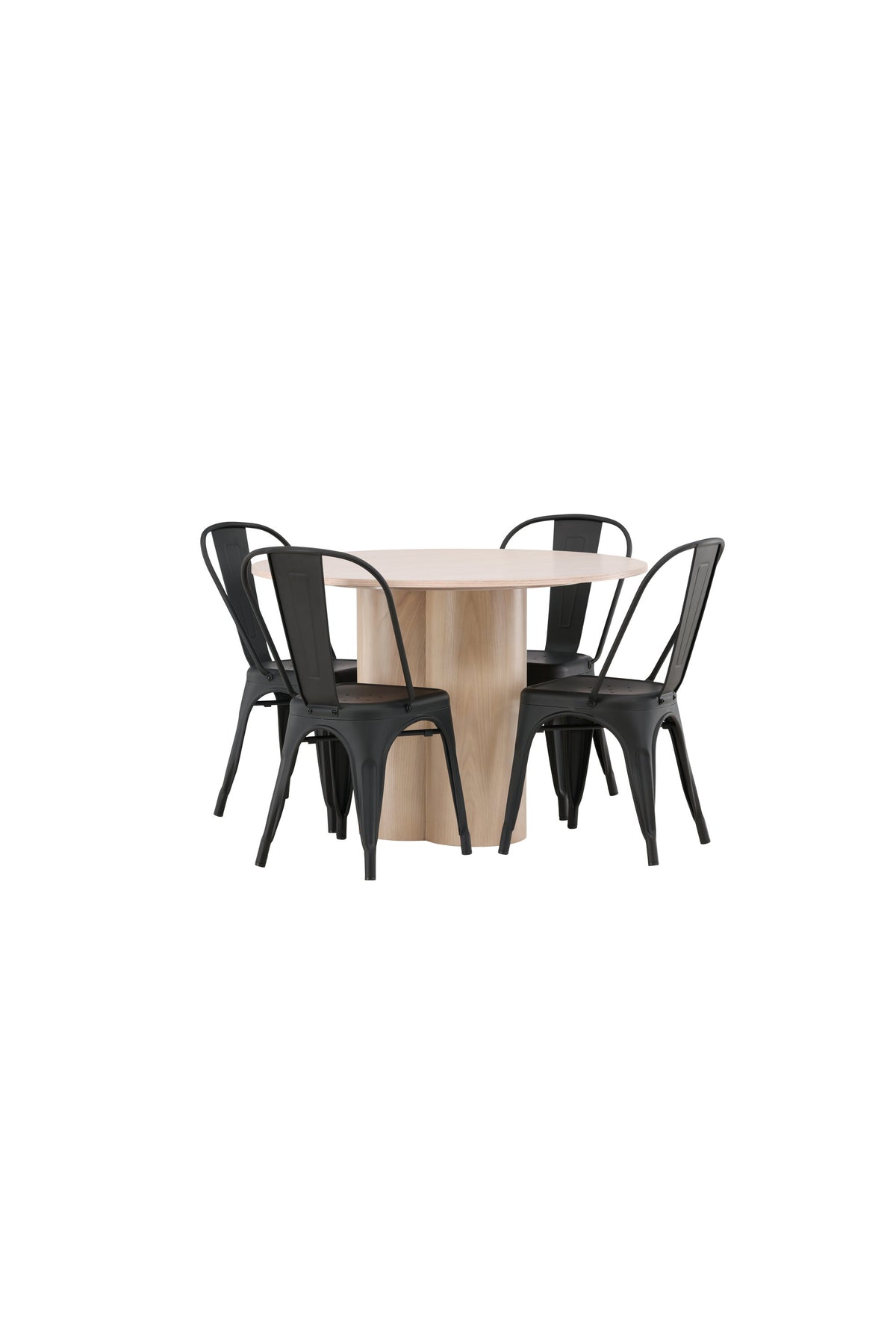 Olivia Matbord med Tempe Stolarna – Bord: ⌀110 Stol: 53x85x45