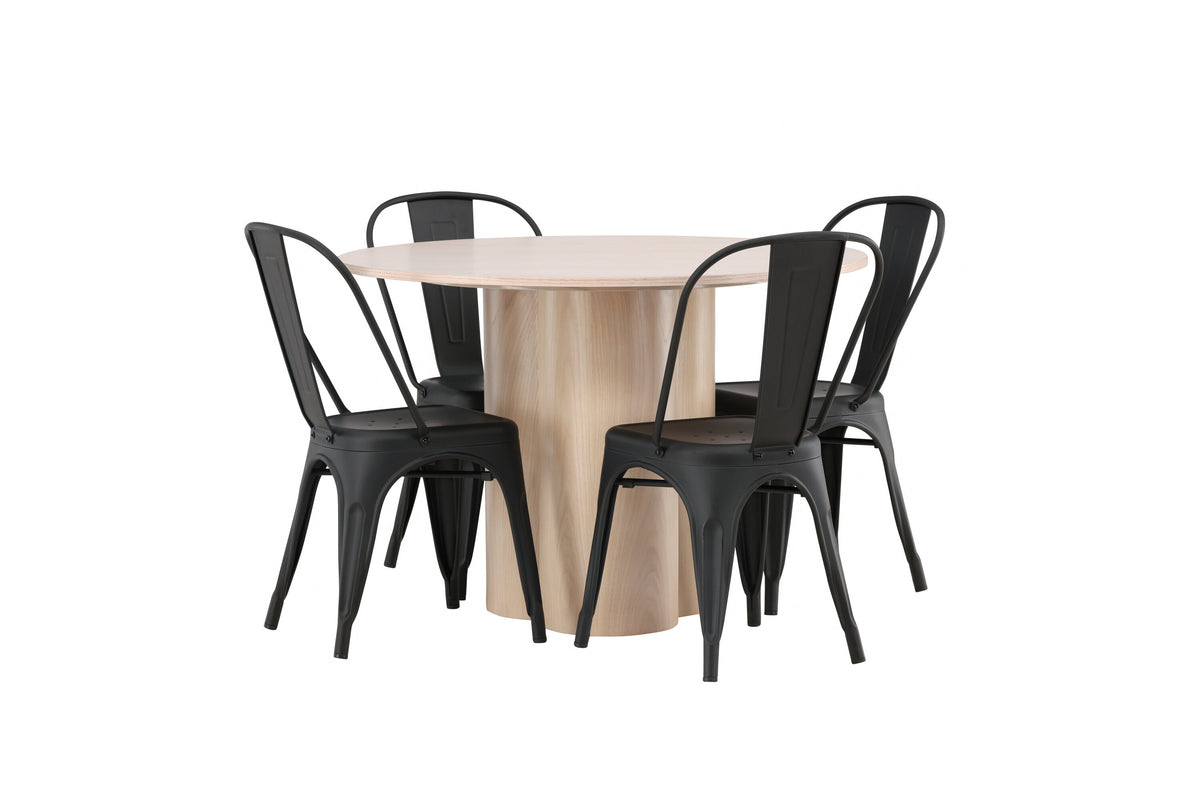 Olivia Matbord med Tempe Stolarna – Bord: ⌀110 Stol: 53x85x45