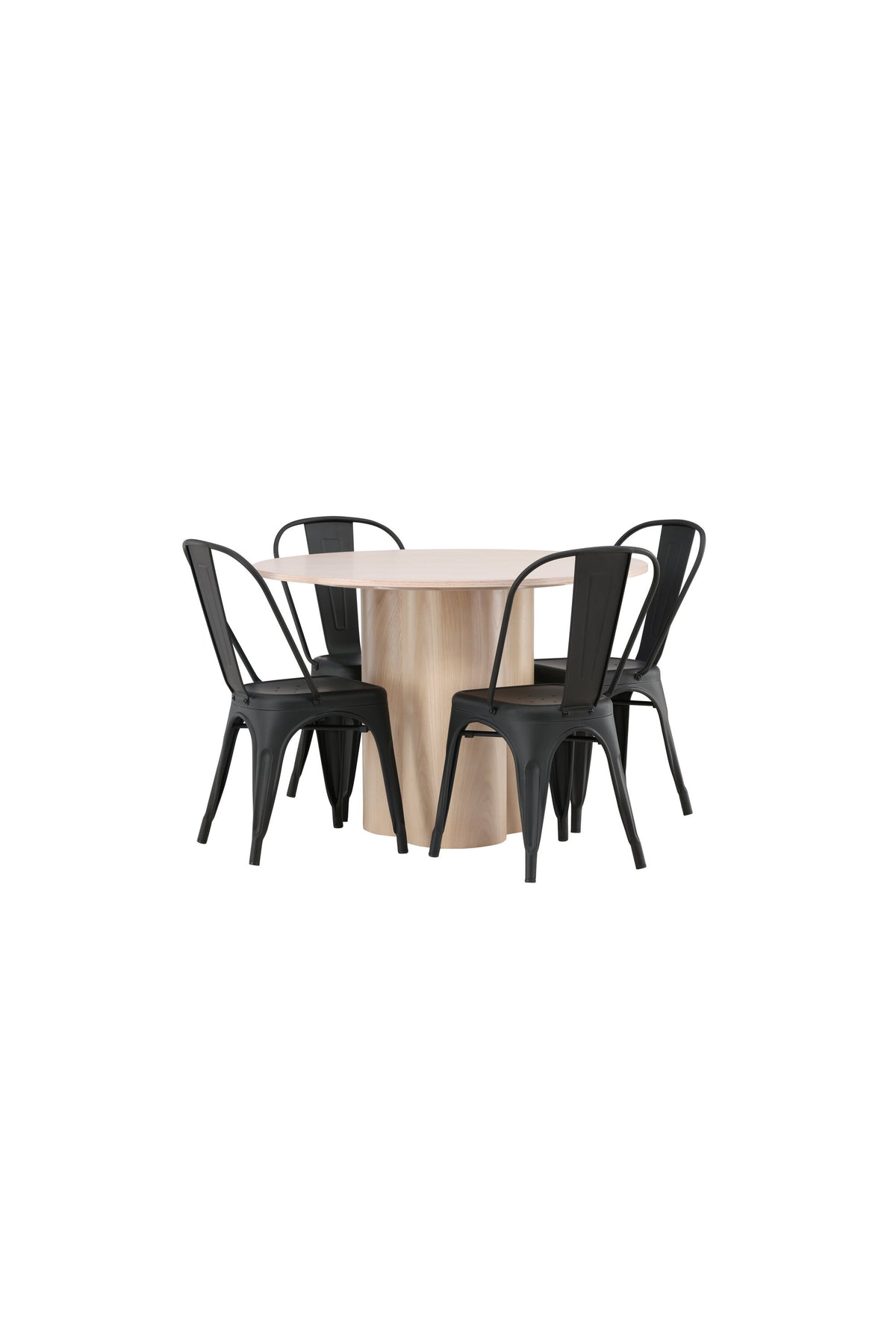 Olivia Matbord med Tempe Stolarna – Bord: ⌀110 Stol: 53x85x45