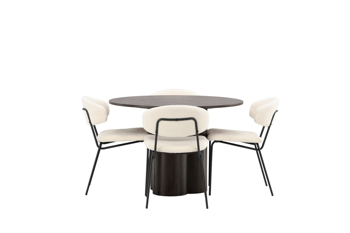 Olivia Matbord med Chico Stolarna – Bord: ⌀110 Stol: 57x79x50