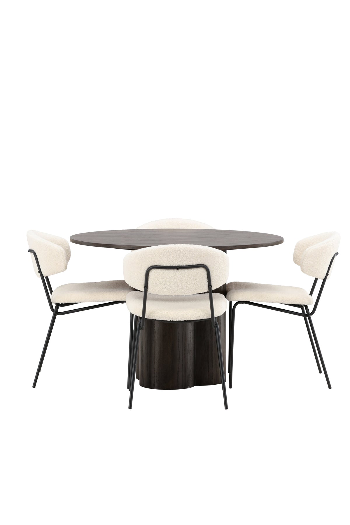 Olivia Matbord med Chico Stolarna – Bord: ⌀110 Stol: 57x79x50
