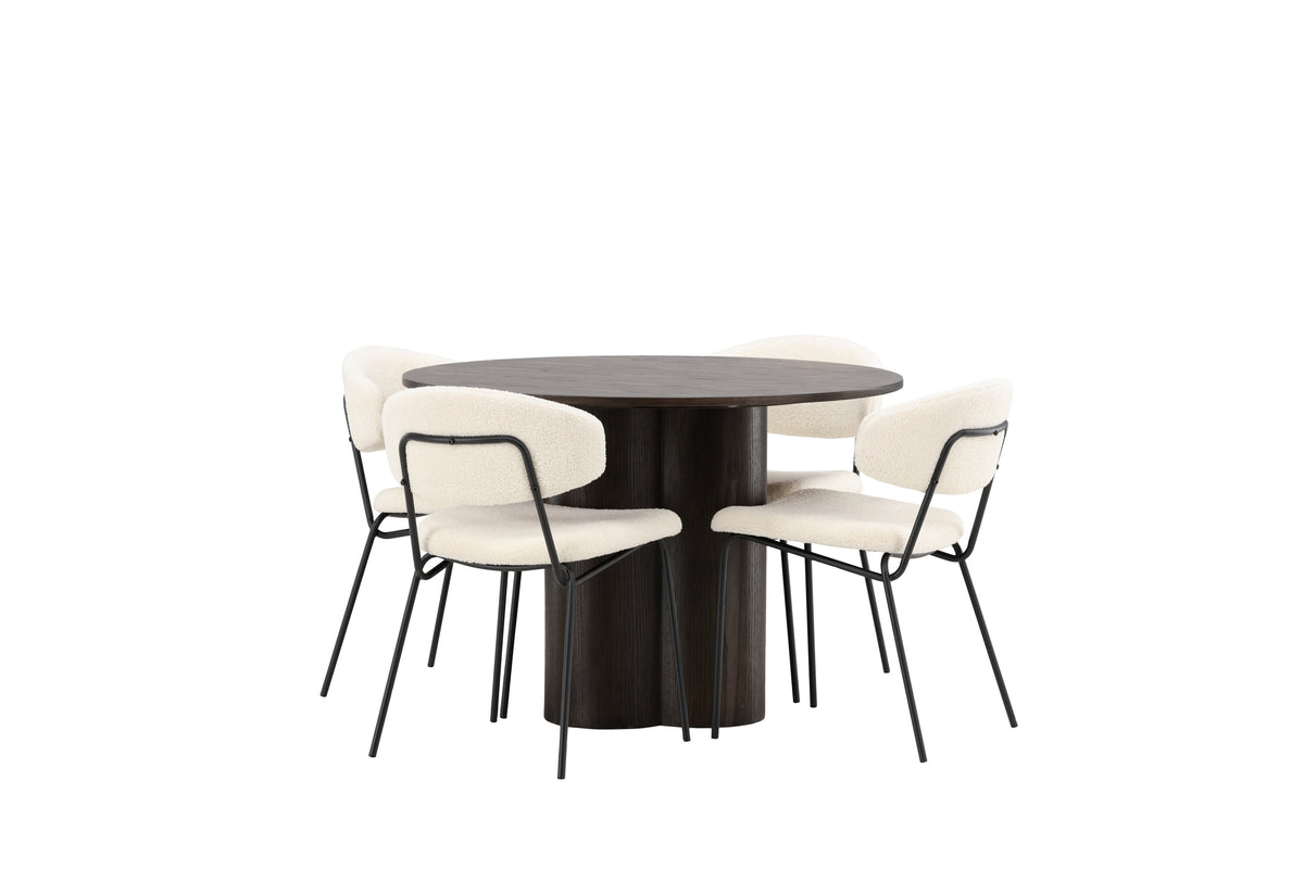Olivia Matbord med Chico Stolarna – Bord: ⌀110 Stol: 57x79x50