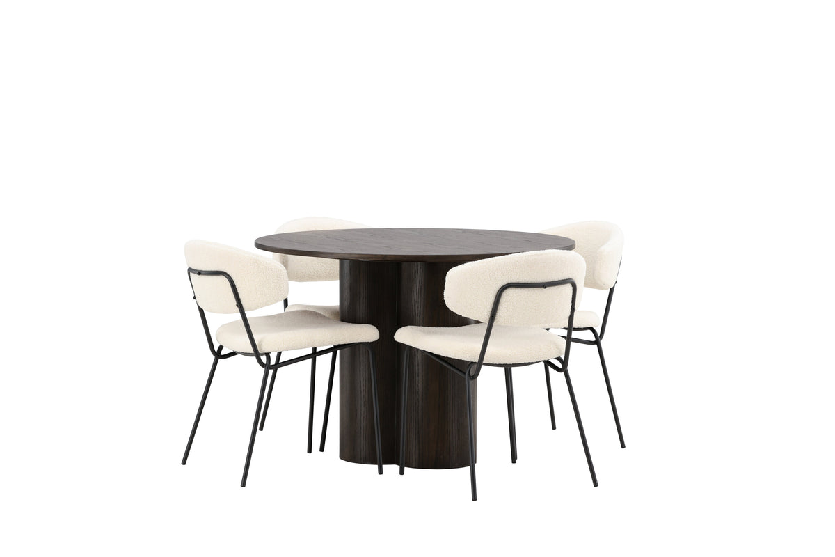 Olivia Matbord med Chico Stolarna – Bord: ⌀110 Stol: 57x79x50