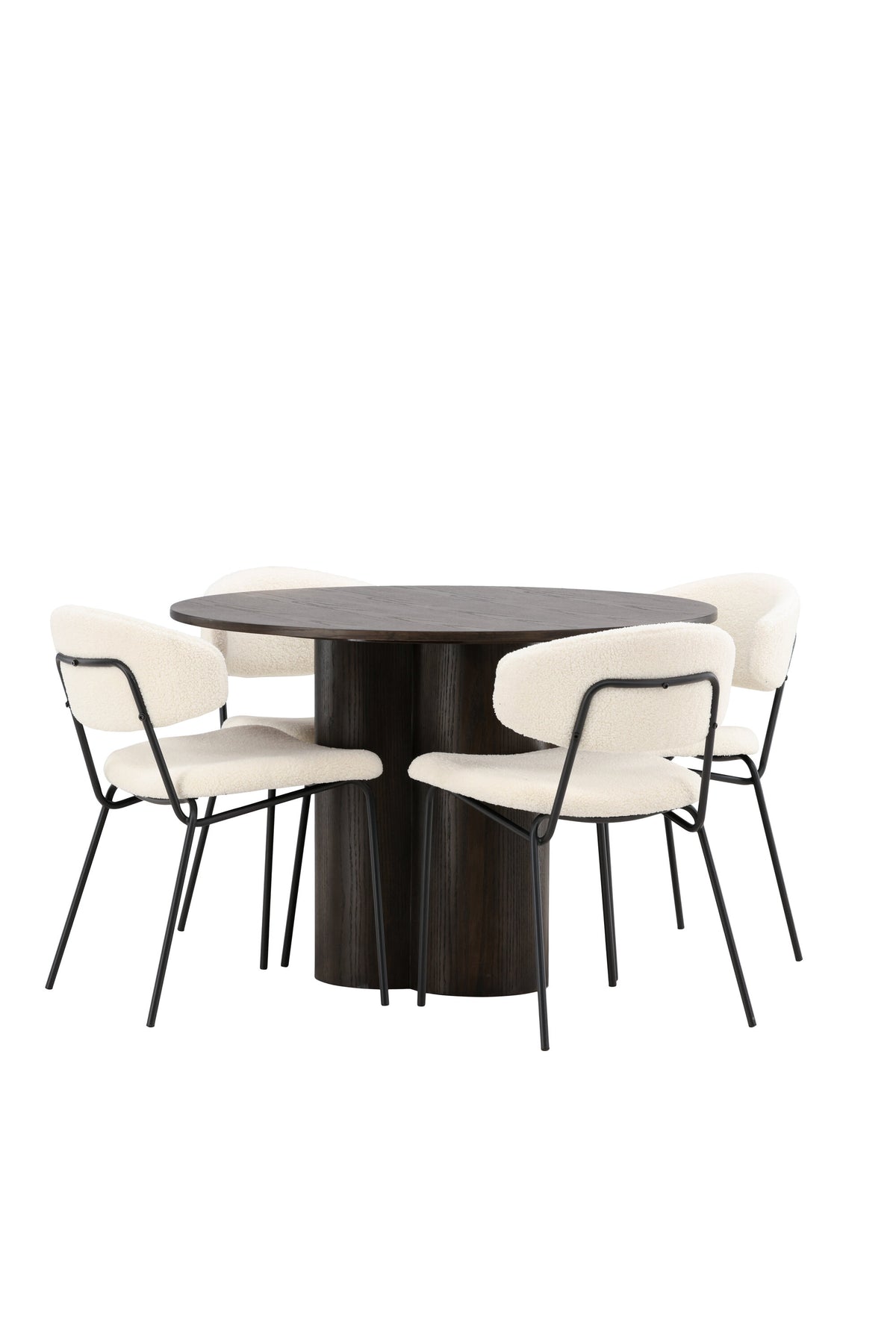 Olivia Matbord med Chico Stolarna – Bord: ⌀110 Stol: 57x79x50