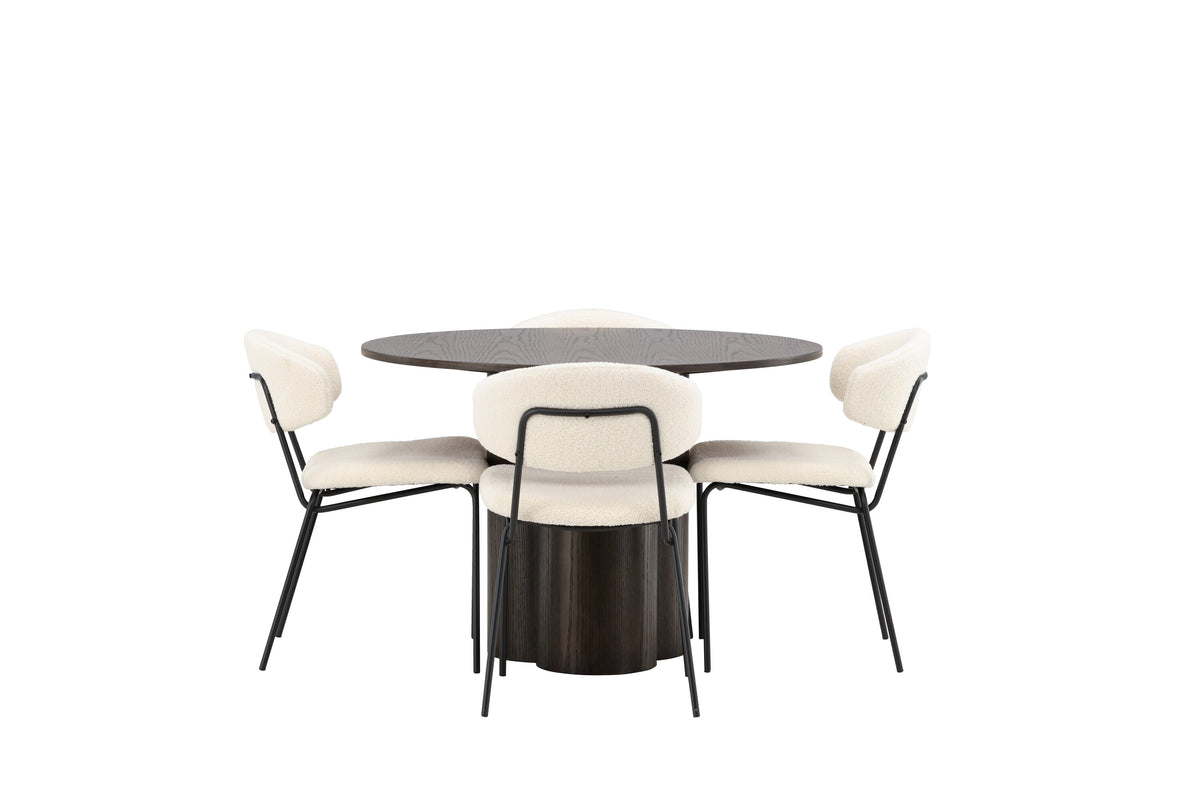 Olivia Matbord med Chico Stolarna – Bord: ⌀110 Stol: 57x79x50