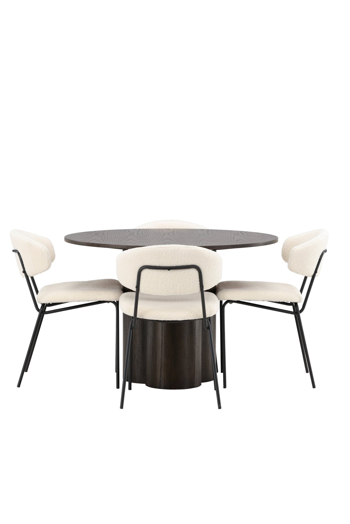 Olivia Matbord med Chico Stolarna – Bord: ⌀110 Stol: 57x79x50