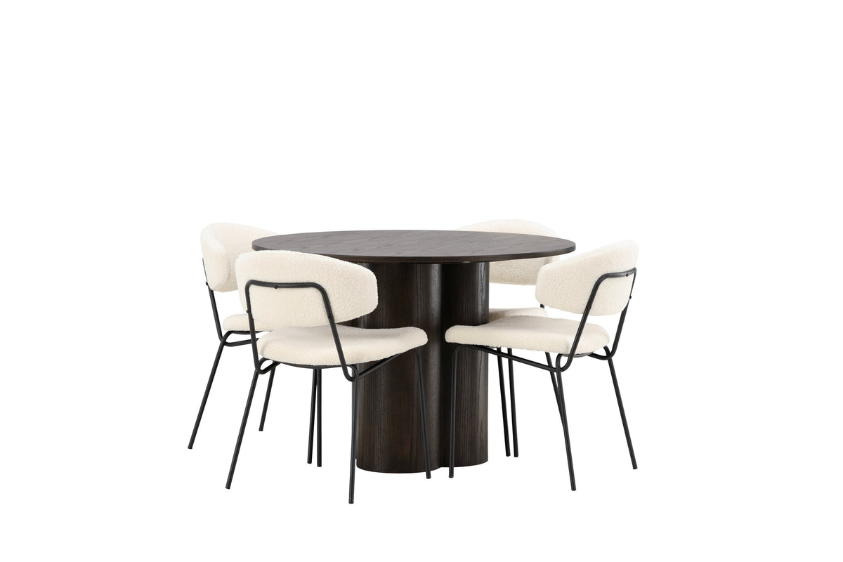 Olivia Matbord med Chico Stolarna – Bord: ⌀110 Stol: 57x79x50