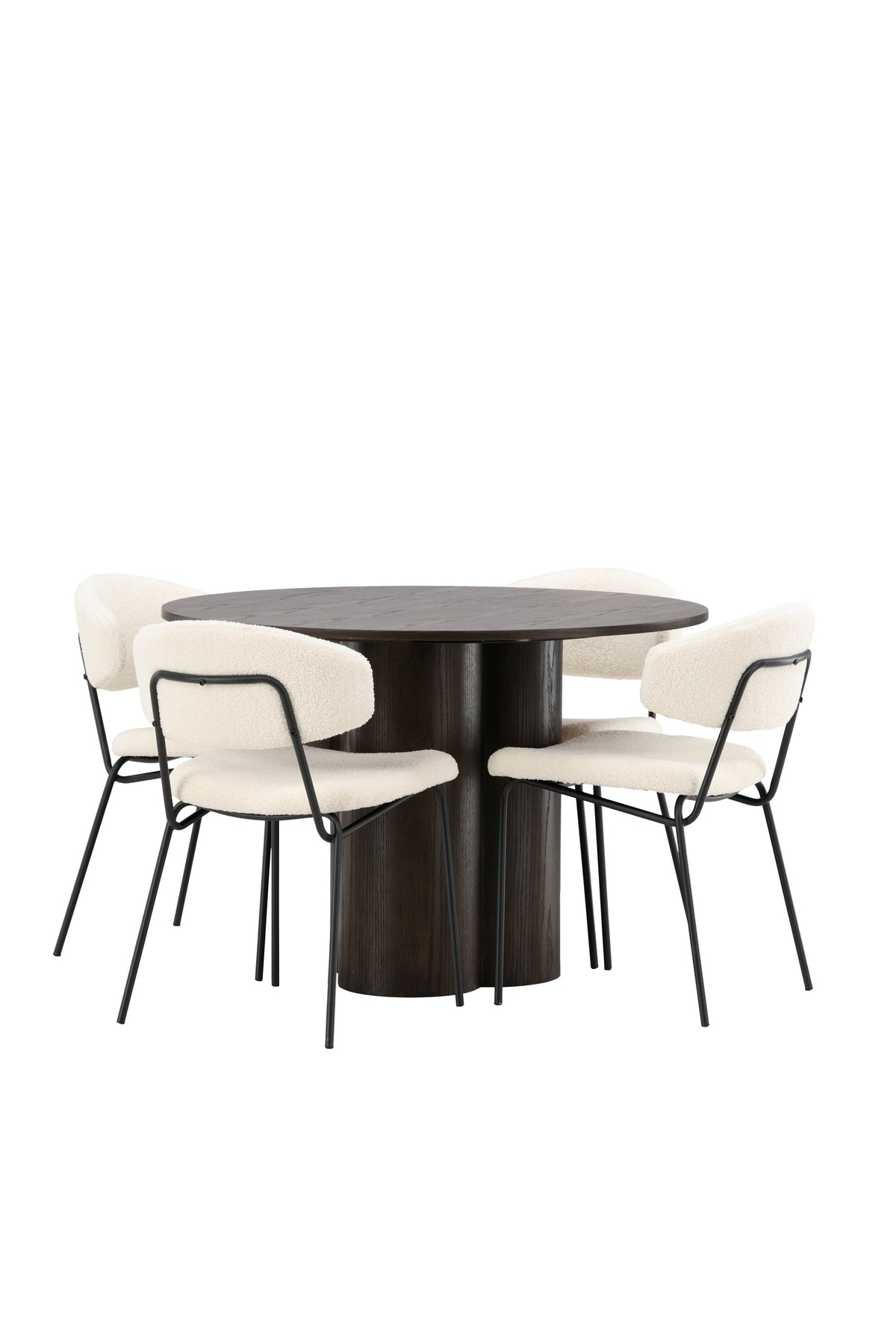 Olivia Matbord med Chico Stolarna – Bord: ⌀110 Stol: 57x79x50