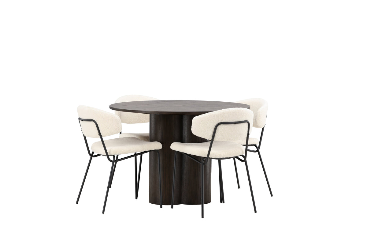 Olivia Matbord med Chico Stolarna – Bord: ⌀110 Stol: 57x79x50