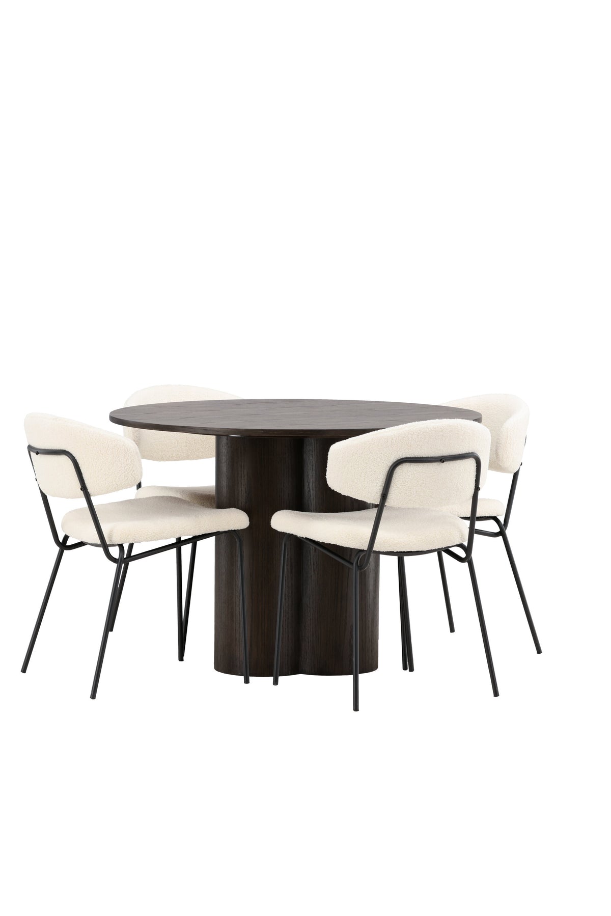 Olivia Matbord med Chico Stolarna – Bord: ⌀110 Stol: 57x79x50